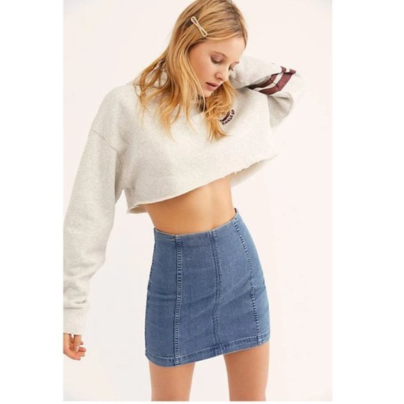 Free People Dresses & Skirts - NWT Free People We the Free Modern Femme Denim Stretch Mini Skirt Faded Indigo 2